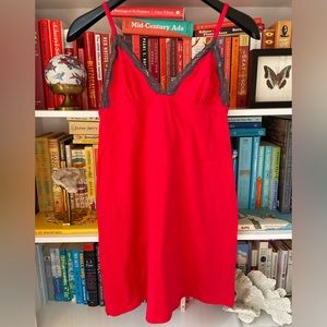NWOT Cosabella red nightgown with grey lace trim